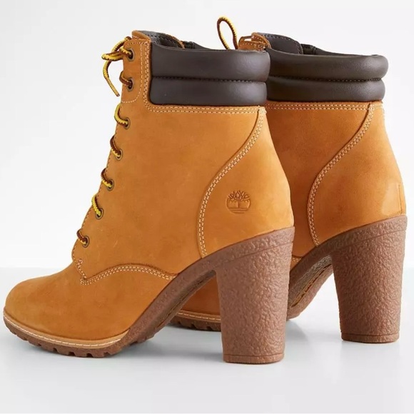 TIMBERLAKE Tillston Leather Heeled Lace-Up Boots Color Wheat Nubuck Size 8 - Picture 3 of 16